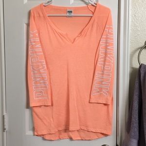 PINK (VS) V-Neck cropped sleeve shirt